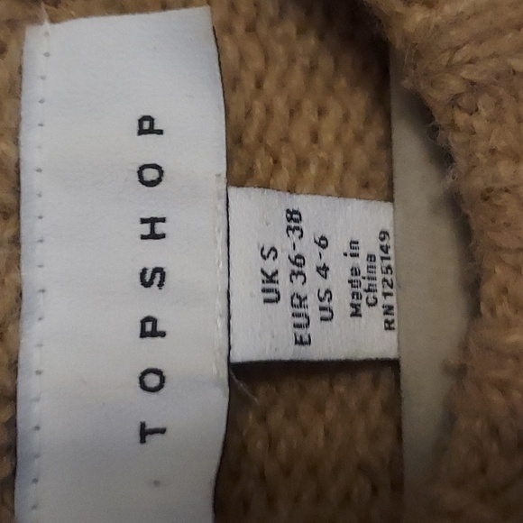 Topshop chunky oversized sweater taupe tan stretchy super soft fluffy size 4-6 - Picture 3 of 5